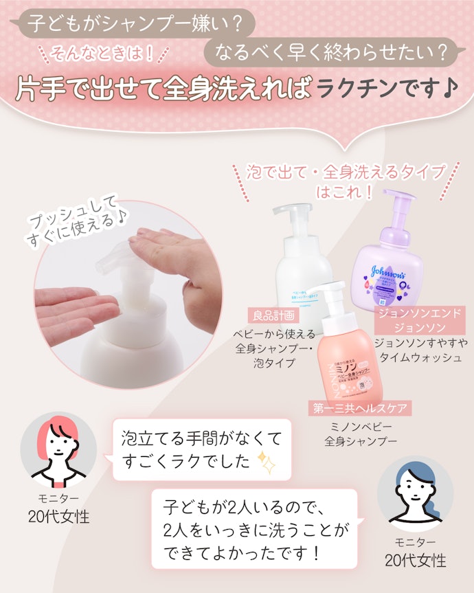 時短重視なら、泡で出て全身が洗えるタイプを