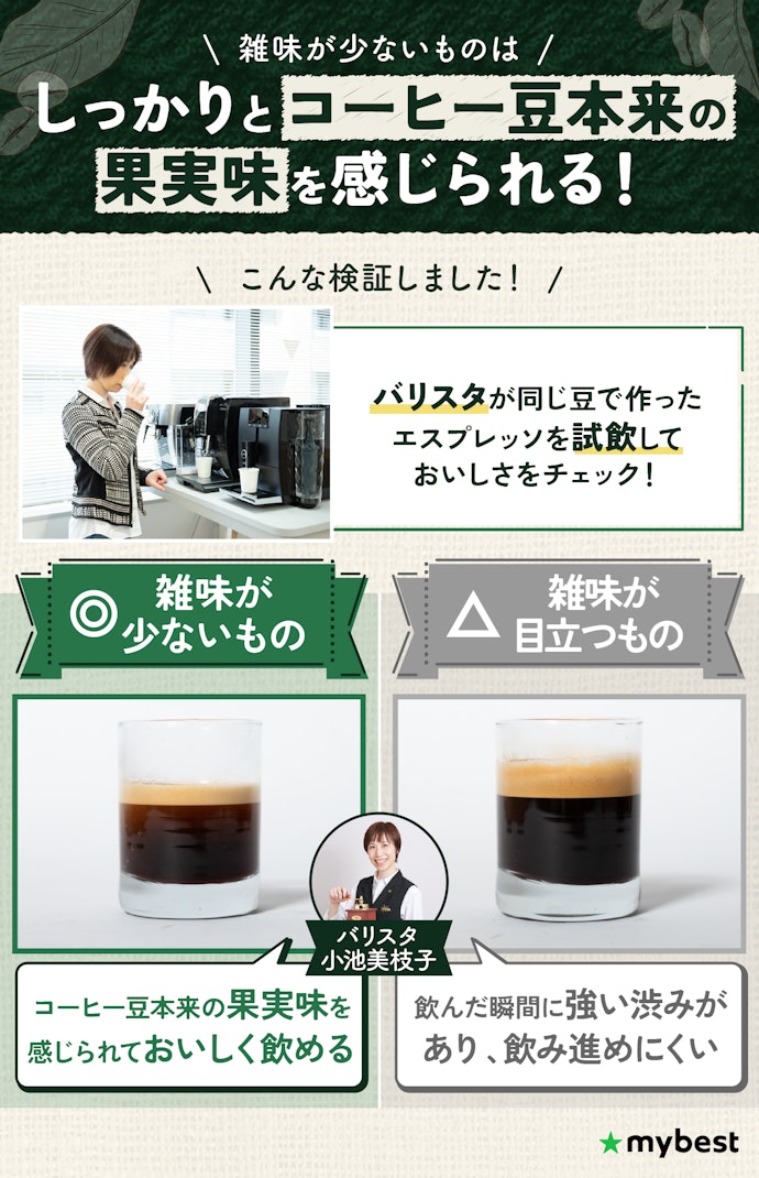 自宅でおいしいエスプレッソを楽しみたいなら、雑味が少なかったものがおすすめ