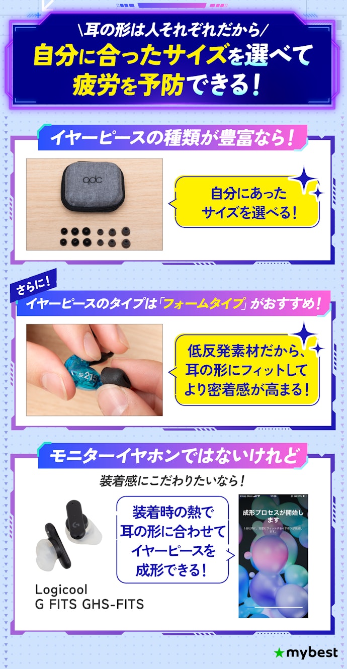 装着時の疲労感を軽減したいなら、イヤーピースの種類の豊富さで選ぼう!