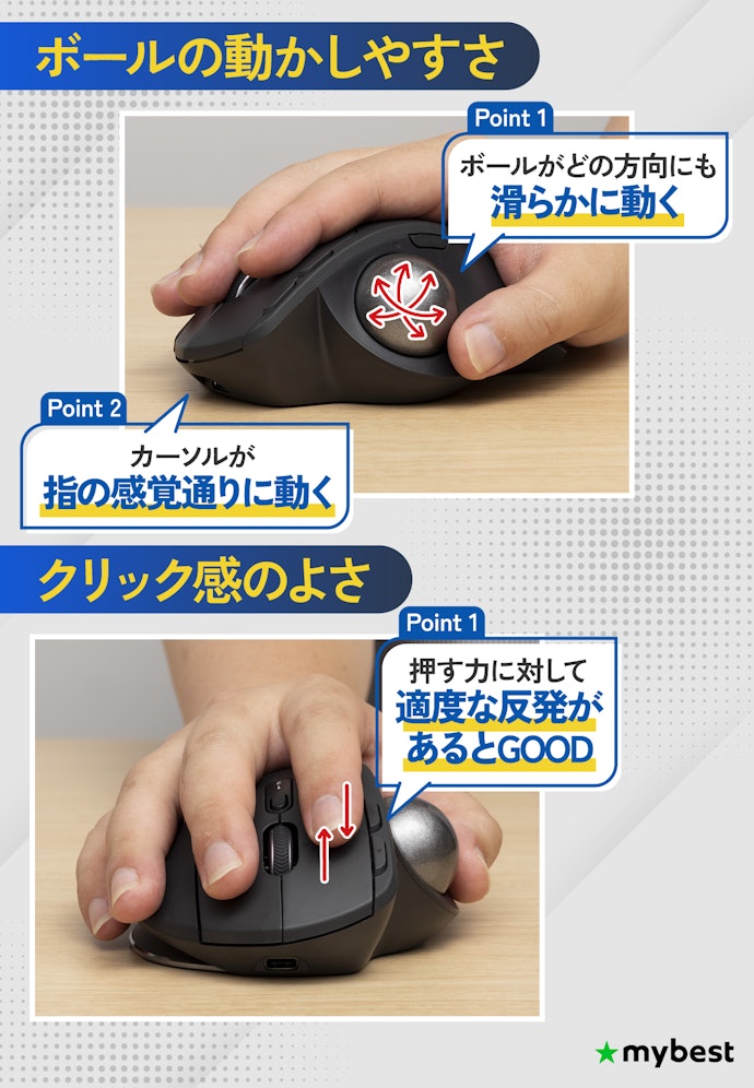 ボールを操作しやすくクリック感がよいものがおすすめ!