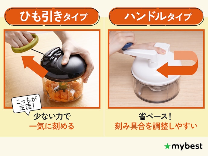 ひも引き?ハンドル?みじん切り器のタイプをチェックしよう