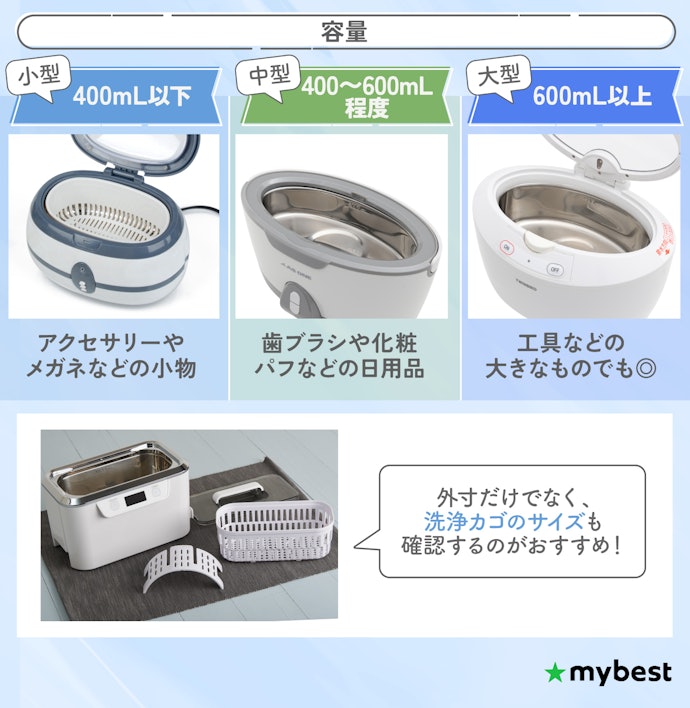 本体サイズは、設置場所や洗浄物のサイズに合ったものを選ぼう