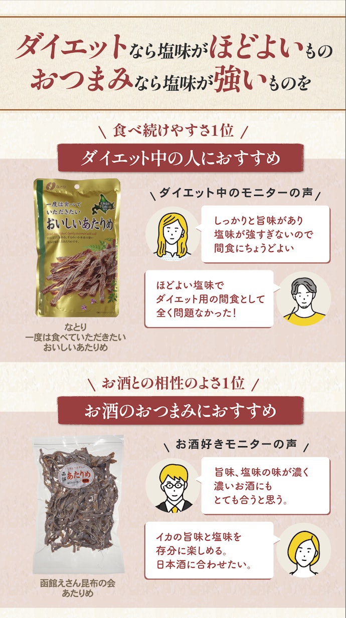 そのなかでも、食べる目的にあったあたりめを選ぼう