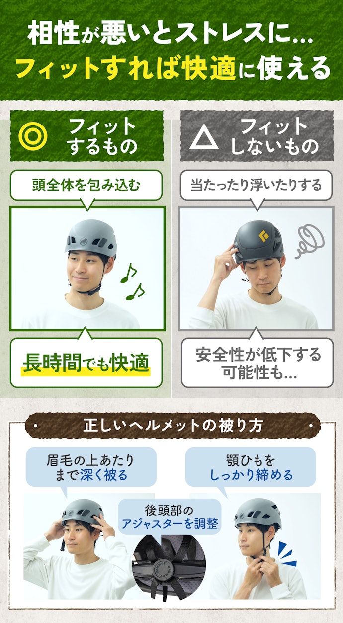 被り心地が重要!フィット感が高く、違和感が出にくいヘルメットを選ぼう