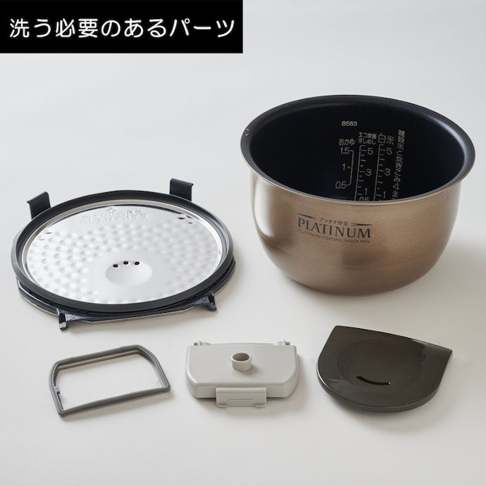 洗うパーツは5つと多い。毎日の手入れは負担になりそう