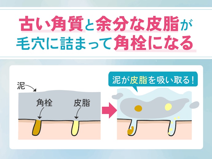 ① 角栓や毛穴の黒ずみが気になるなら、泥成分配合の商品を選んで
