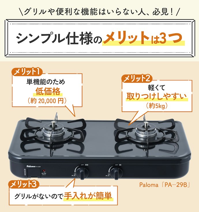 お手軽料理しかしないなら、単機能で低価格なパロマの「PA-29B」でOK