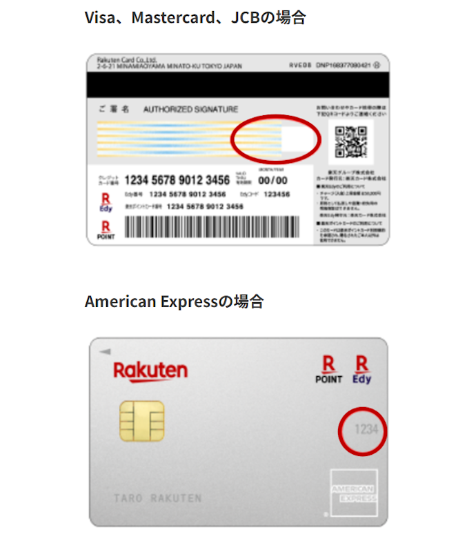 セキュリティコードはどこにある?