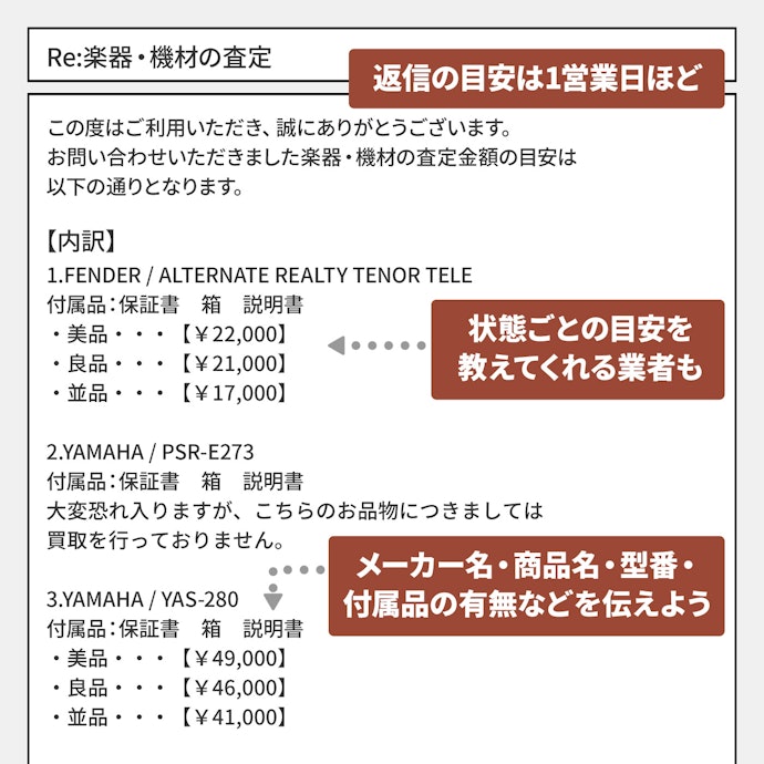 楽器を売るならまずは事前査定。商品名や型番からいくらで売れるかわかる