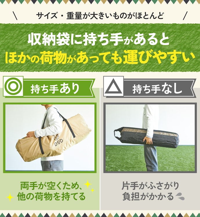 サイズや重量は大差なし。収納ケースに持ち手があるインフレーターマットがおすすめ