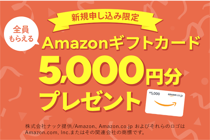 【超お得プラン】Amazonギフトカード5,000円分プレゼント