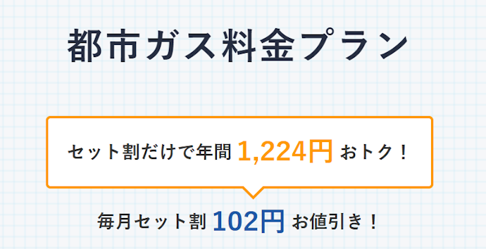 電気とガスをセットで契約すると年間1,224円お得になる