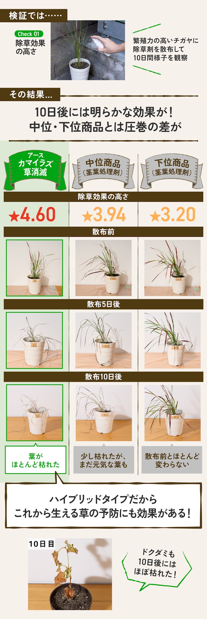 ポイント①:除草効果がダントツ!「手間をかけず雑草なんとかしたい」ならコレ