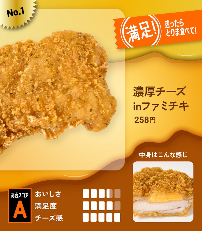 【1位】濃厚チーズinファミチキ(258円)