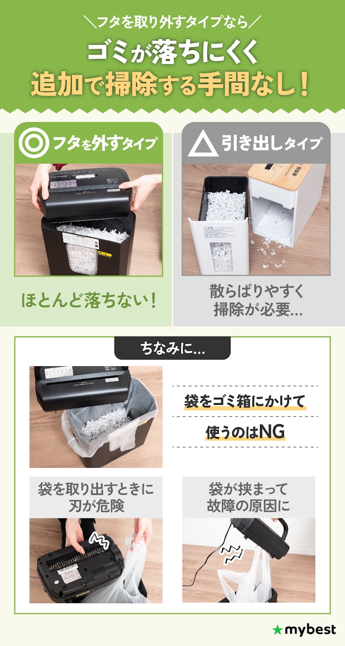 掃除の手間が気になるなら、紙くずの取り出しは「フタを外すだけ」が便利