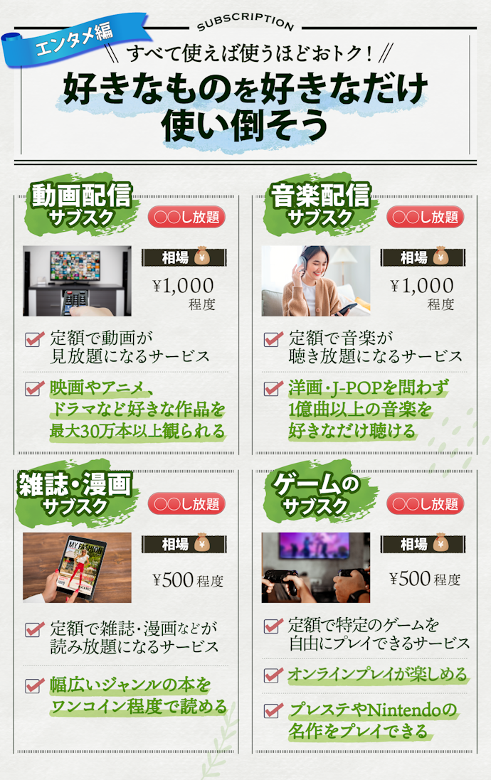サブスクといえばこれ!暇つぶしにはもってこいの王道エンタメ編