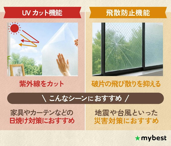 UVカット・飛散防止など、機能性にも注目しよう