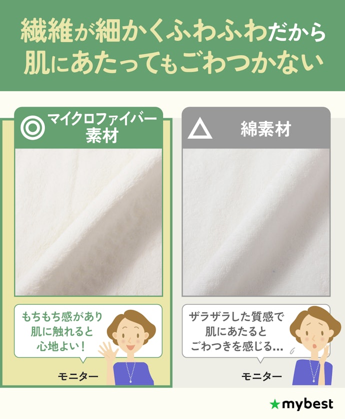 肌触りのよさで選ぶなら、マイクロファイバー素材がおすすめ