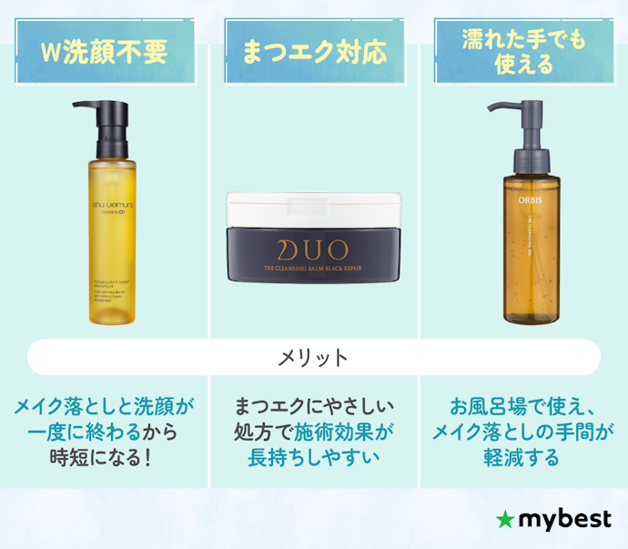 まつエク対応・W洗顔不要などプラスαの機能もチェック