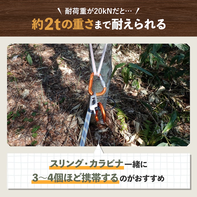 耐荷重は20kN(キロニュートン)程度が目安
