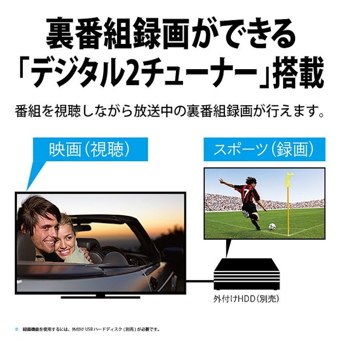 番組をたっぷり録画したい場合は、2番組同時録画に対応したモデルをチョイス