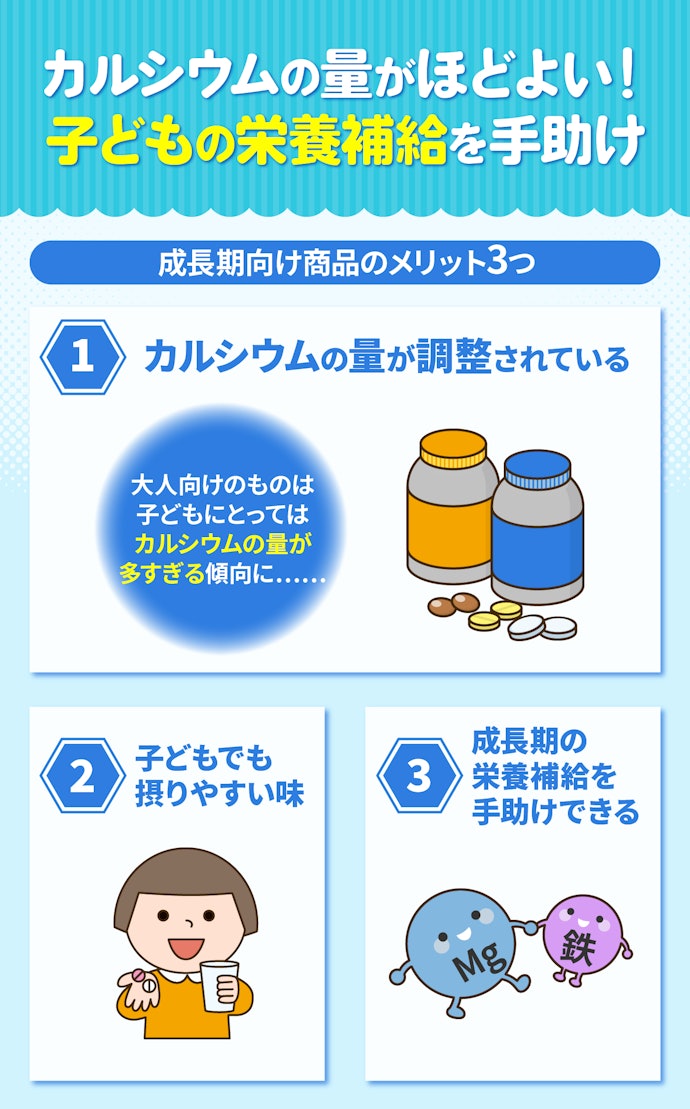 子ども用に購入するなら成長期向けの商品がおすすめ