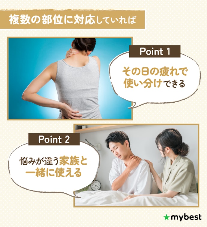マッサージしたい部位に対応しているか確認しよう