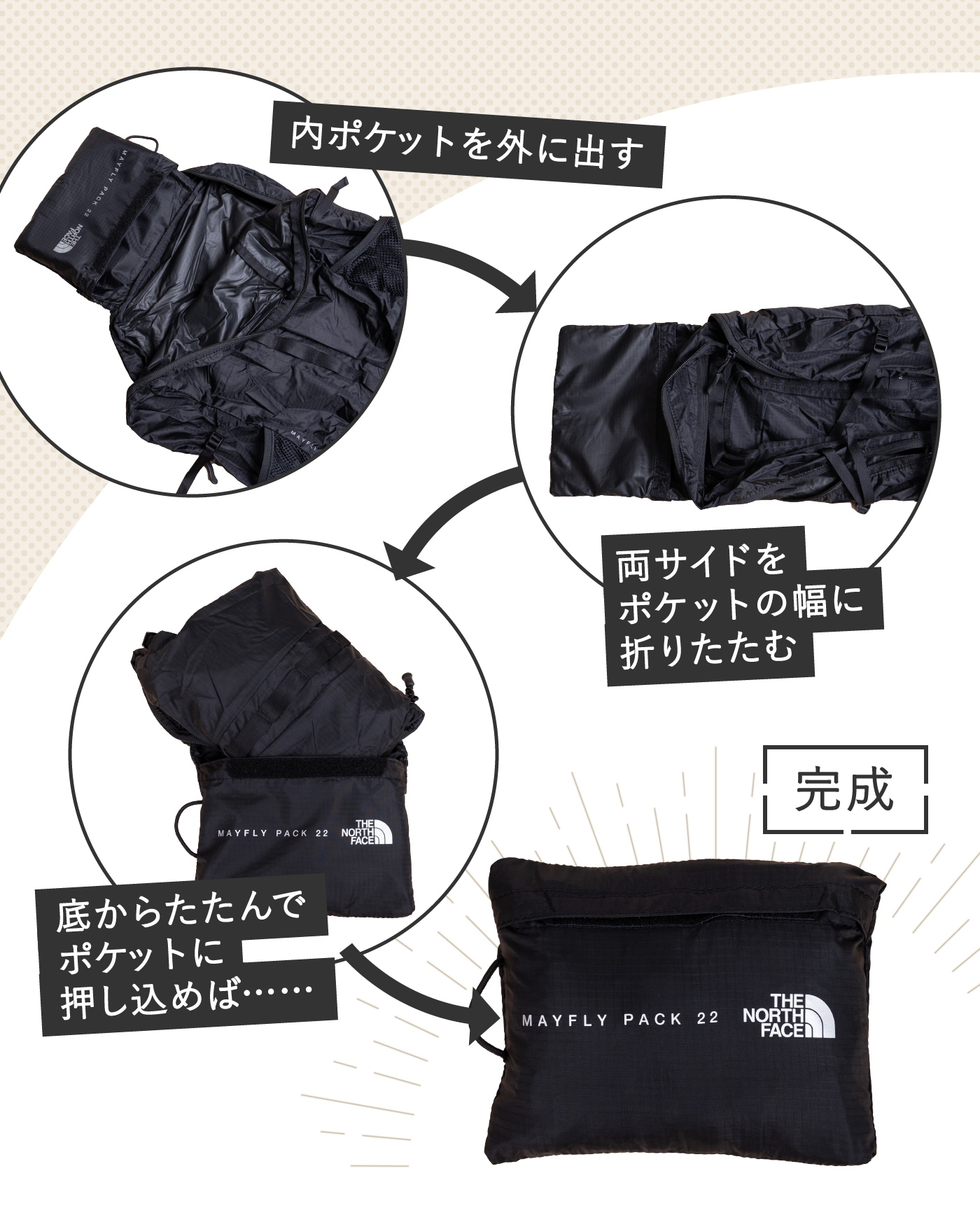 秋旅に+1で荷物問題を解決！「ノースフェイス」の折りたたみリュックが