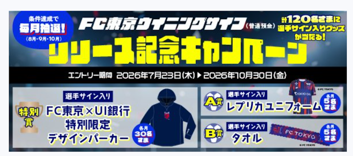 残高を増やすと抽選で120名に選手サイン入りグッズが当たる