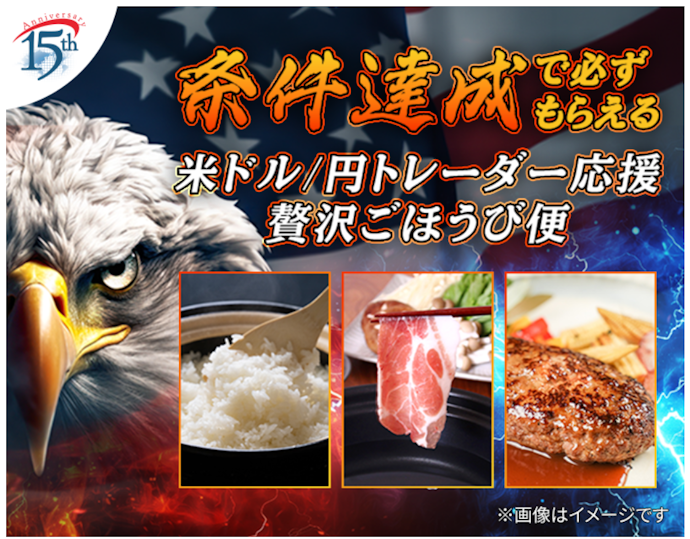 米ドル/円取引条件達成により選べる豪華景品をプレゼント