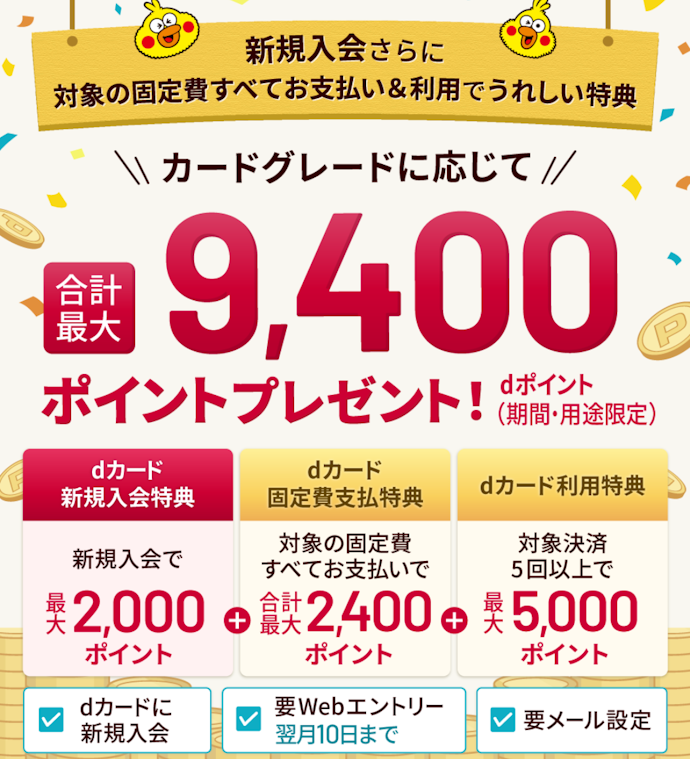 dカードの入会&利用で最大7,000ポイントプレゼント