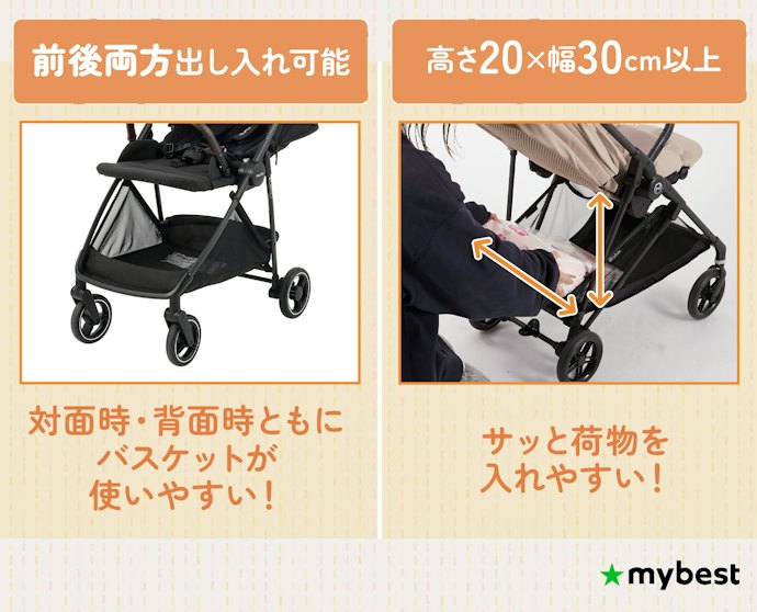 用途に合ったバスケットサイズかを確認しよう