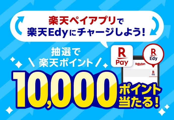 楽天Edyにチャージすると抽選で10,000ポイントが当たる!