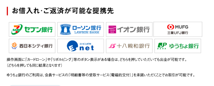 対応しているATMは?