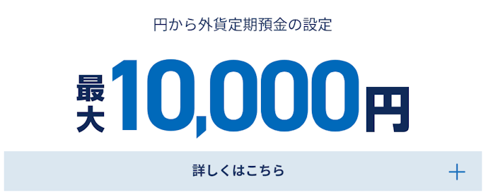 外貨定期預金を設定すると最大で10,000円をプレゼント