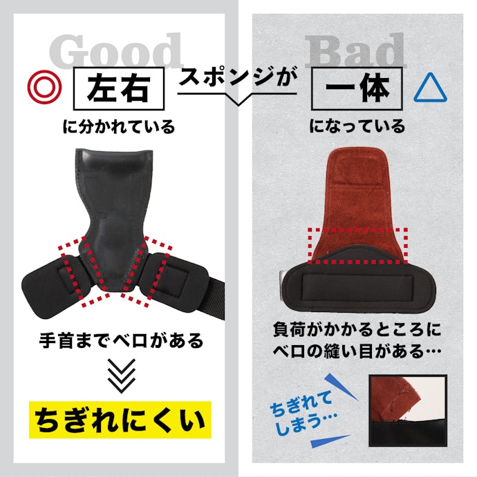 ベルトスポンジの位置は別々のものが、耐久性に優れている