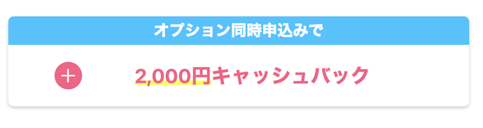 オプションの同時申し込みで2,000円キャッシュバック増額