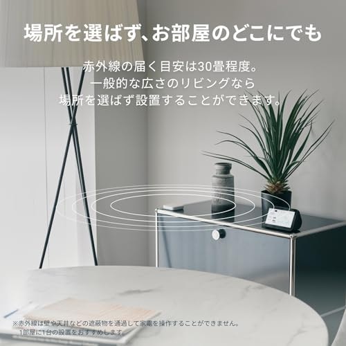 部屋の広さに合わせて赤外線強度もチェック。1部屋に1台が基本