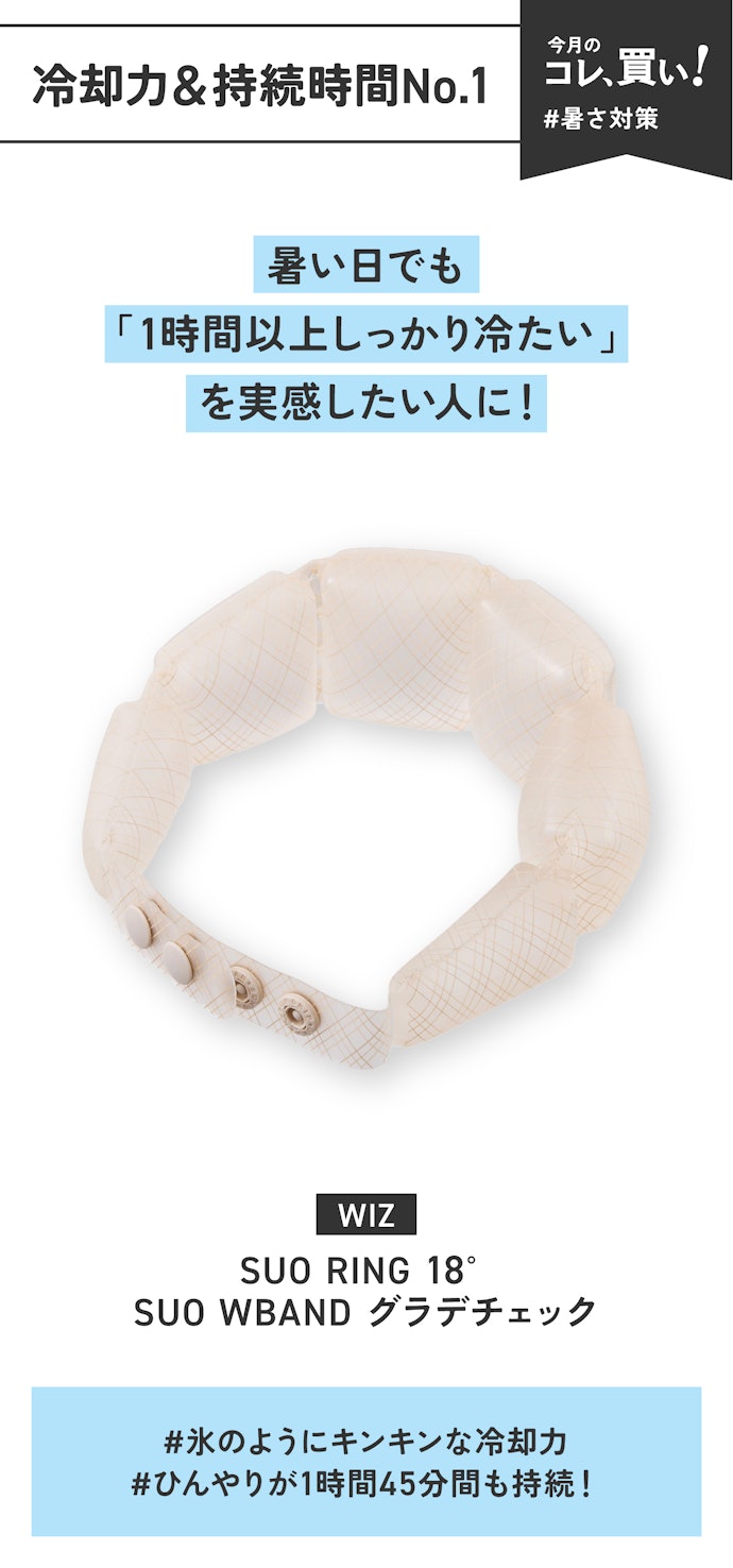 【冷却力&持続時間No.1】WIZ「SUO RING 18° SUO WBAND グラデチェック」(販売価格:4,180円)