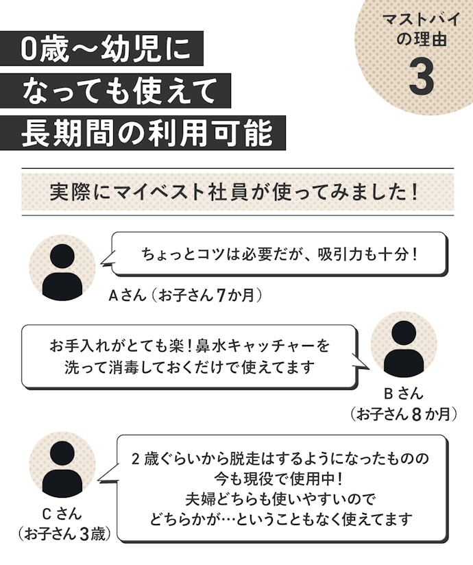 理由③:赤ちゃんから大人まで使えて長期間利用可能