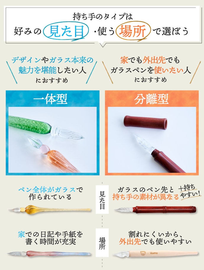 種類は一体型・分離型の2つ!持ち手のタイプをチェック