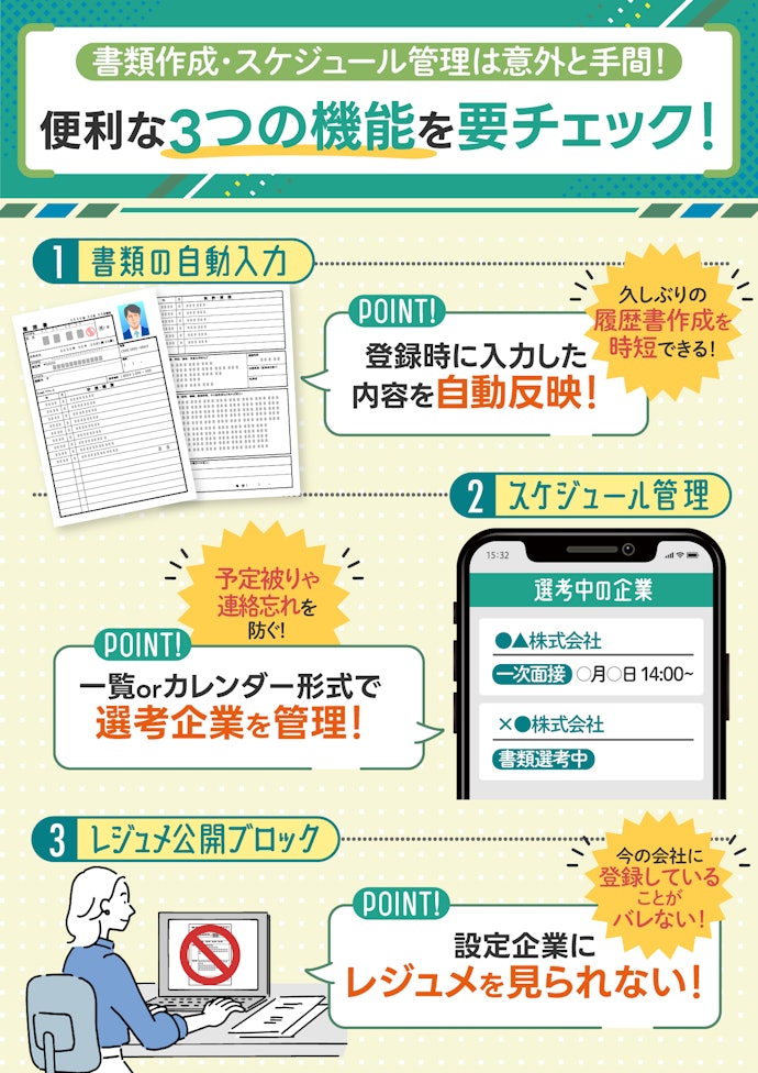 久しぶりの転職活動ならサポート機能があるとより便利