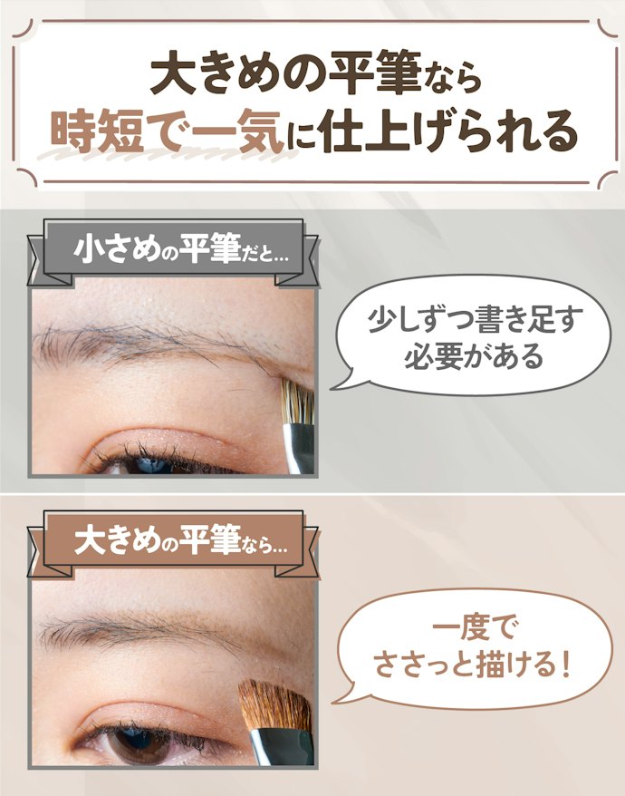 ささっと手軽にアイブロウメイクを済ませたいなら、大きめの平筆もあり