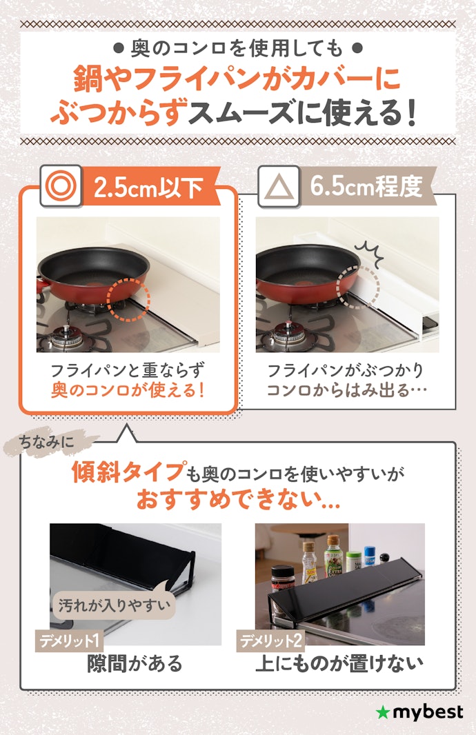 3口コンロを使っているなら、高さ2.5cm以下の排気口カバーを選ぼう