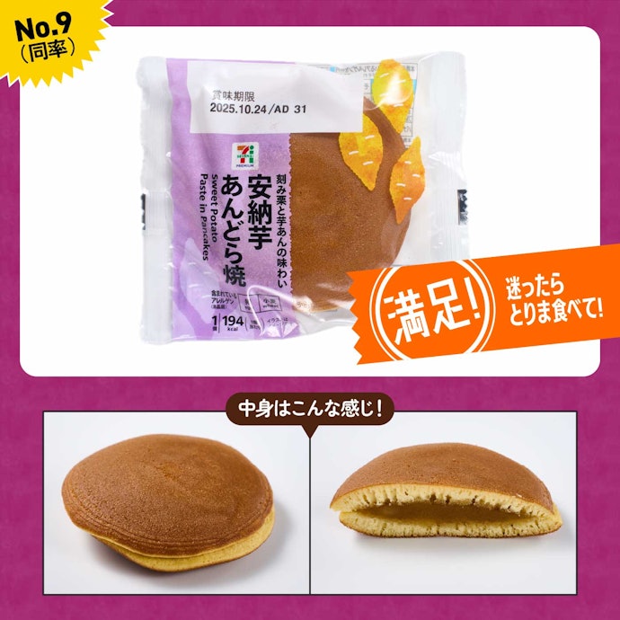 【9位同率】セブン-イレブン「安納芋あんどら焼」(181円)