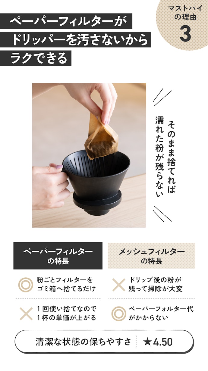 理由③:「フィルターをポイっ!」毎日使うからこそ面倒レスさも重要!