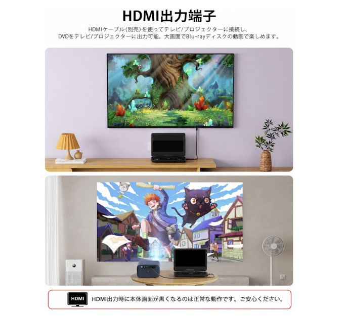 テレビの大画面でも見たいなら、HDMI出力端子付きがおすすめ