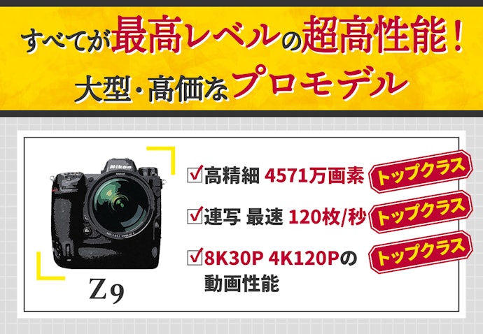 フラグシップのZ 9はプロ向きカメラ。ありとあらゆる撮影を1台でこなしたい人に
