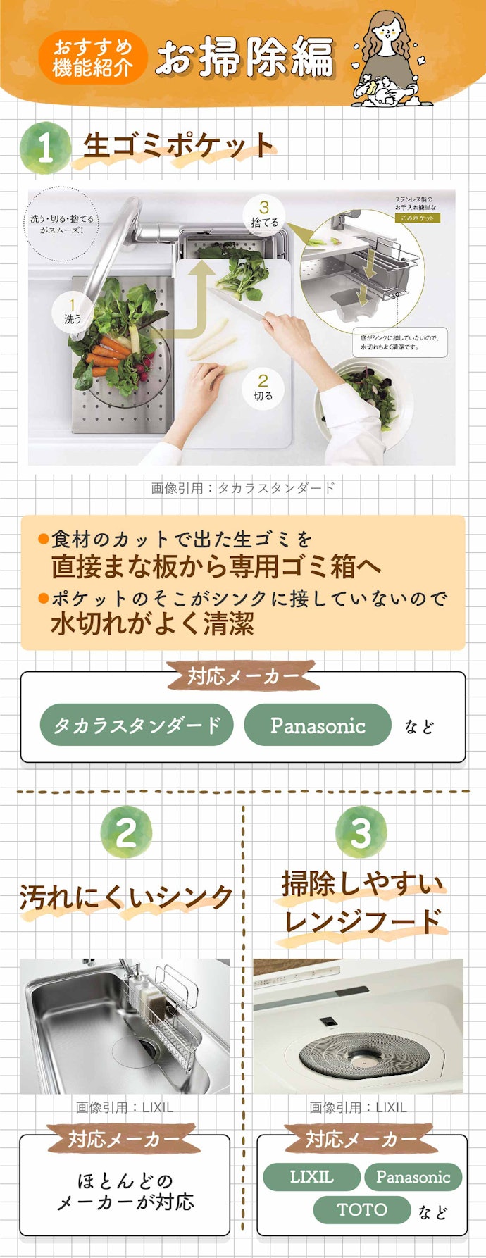 キッチン掃除を楽にしたい人におすすめの機能