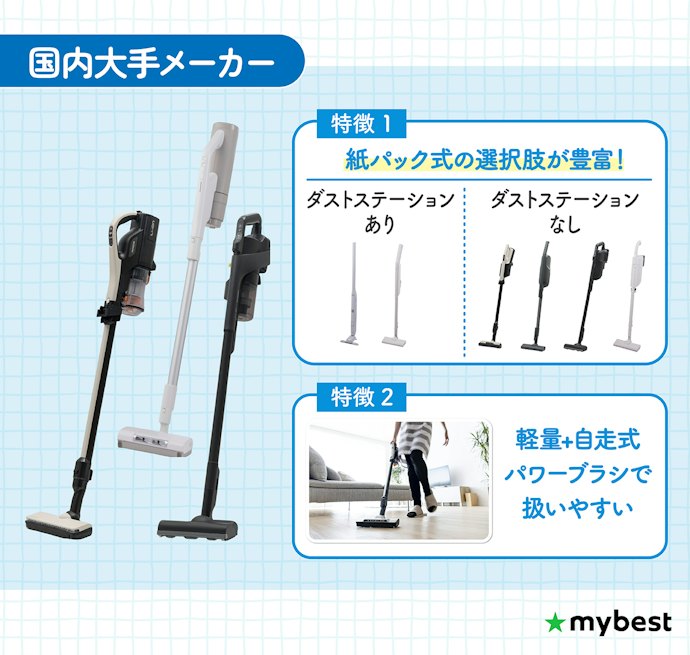 国内大手メーカー:軽さとお手入れのしやすさが強み